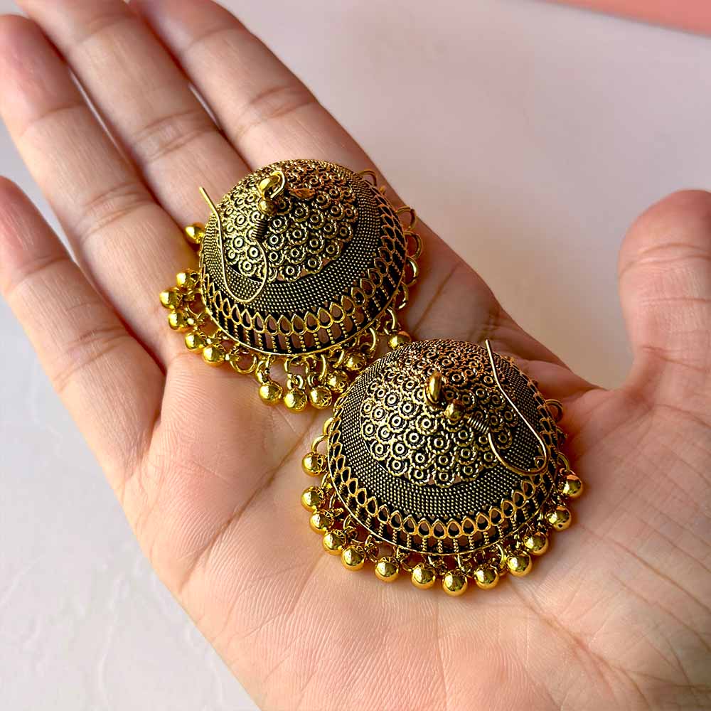 Ethnic Golden Jhumkay - Alita Accessories