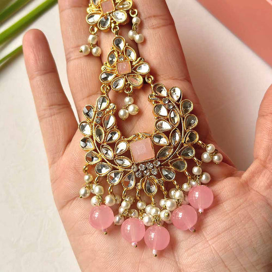 Ishaal Earring/Teeka Set (Baby Pink) - Alita Accessories