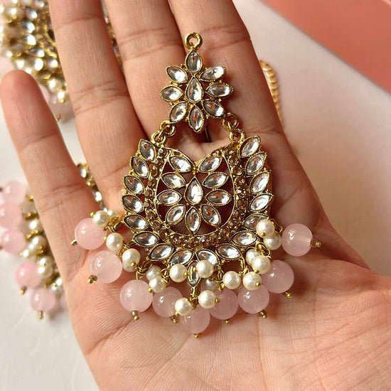 Load image into Gallery viewer, Sameera Earrings/Teeka Set (Baby Pink) - Alita Accessories
