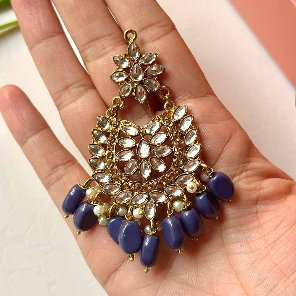 Load image into Gallery viewer, Sameera Earrings/Teeka Set (Blue) - Alita Accessories
