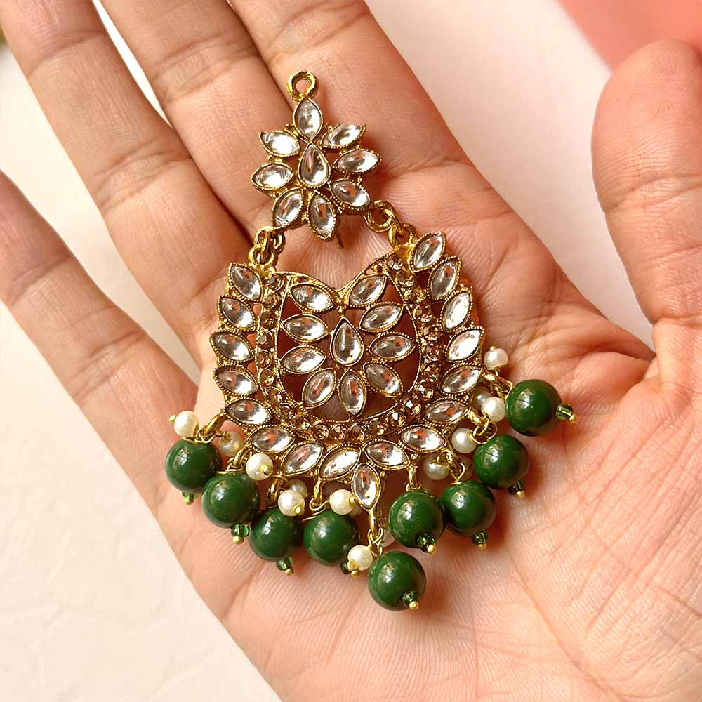 Sameera Earrings/Teeka Set (Green) - Alita Accessories