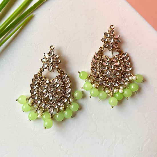 Sameera Earrings/Teeka Set (Lime Green) - Alita Accessories