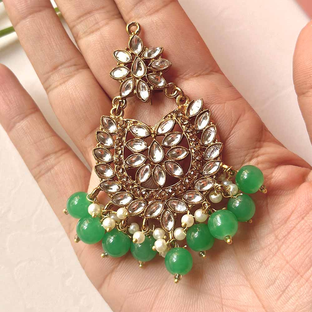 Load image into Gallery viewer, Sameera Earrings/Teeka Set (Parrot Green) - Alita Accessories
