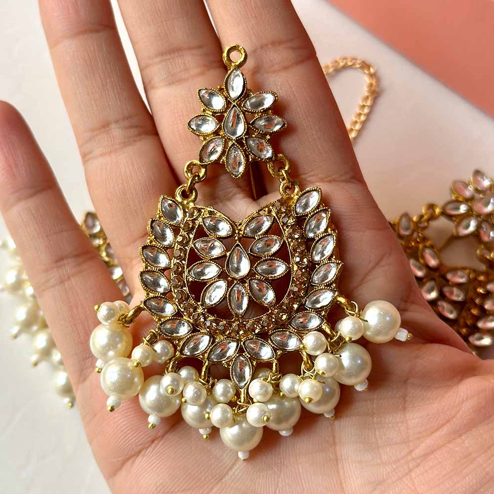 Sameera Earrings/Teeka Set (Pearl) - Alita Accessories
