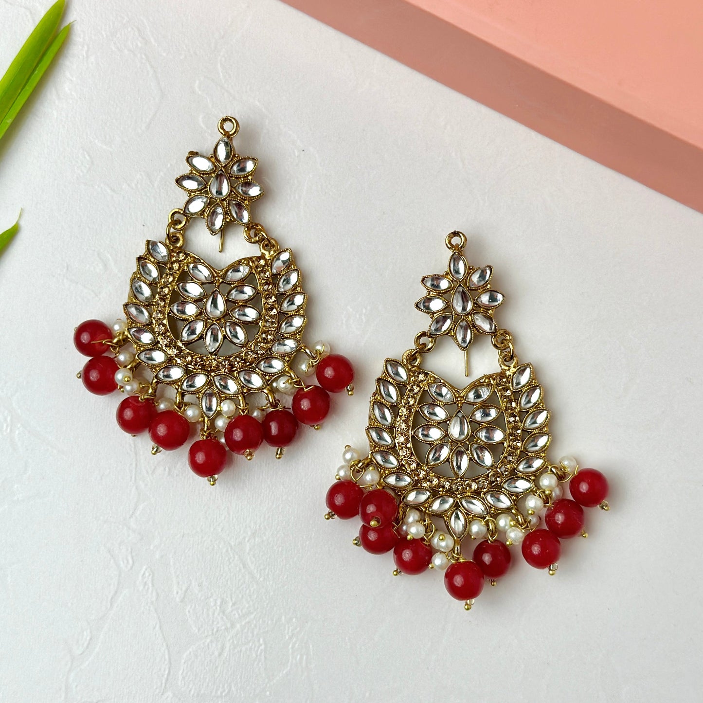 Sameera Earrings/Teeka Set (Red) - Alita Accessories