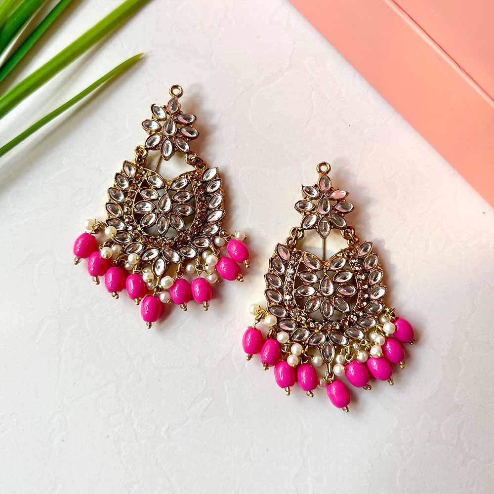 Load image into Gallery viewer, Sameera Earrings/Teeka Set (Shocking Pink) - Alita Accessories
